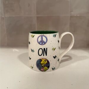 Anthropologie Peace on Earth mug